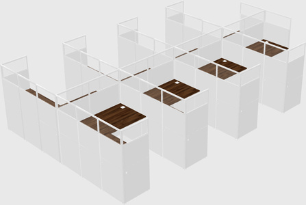 Shared l-shaped cubicle