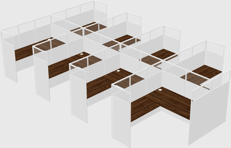 Shared l-shaped cubicle