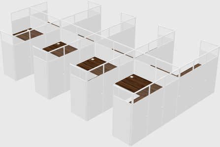 Shared l-shaped cubicle