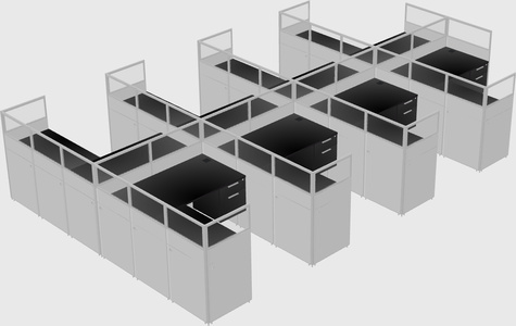 Shared l-shaped cubicle