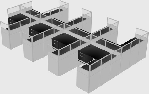 Shared l-shaped cubicle