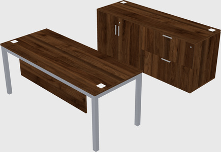 Parallel desk with credenza