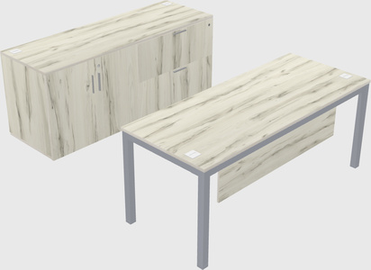Parallel desk with credenza