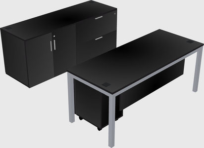 Parallel desk with credenza
