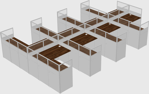 Shared l-shaped cubicle
