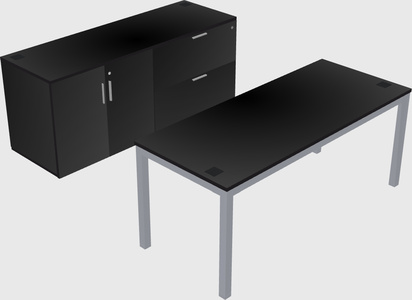 Parallel desk with credenza