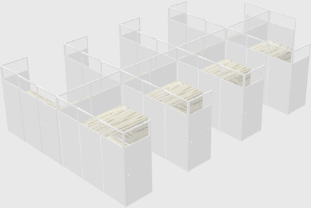 Shared l-shaped cubicle