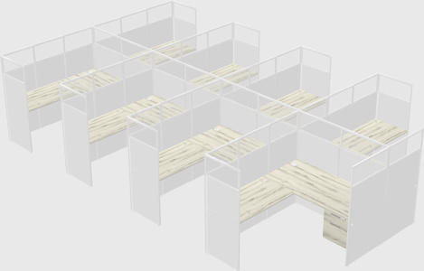 Shared l-shaped cubicle