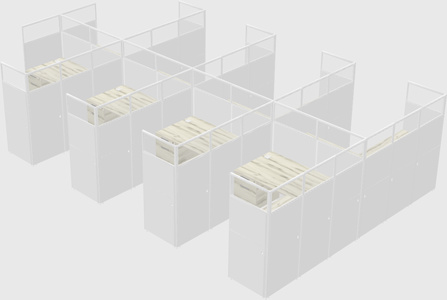 Shared l-shaped cubicle
