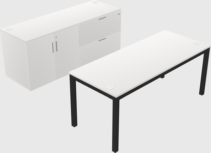 Parallel desk with credenza