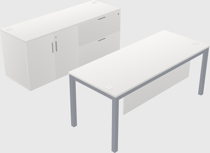 Parallel desk with credenza