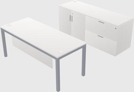 Parallel desk with credenza