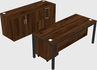 Parallel desk with credenza