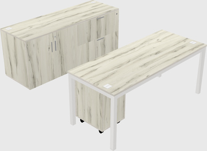 Parallel desk with credenza