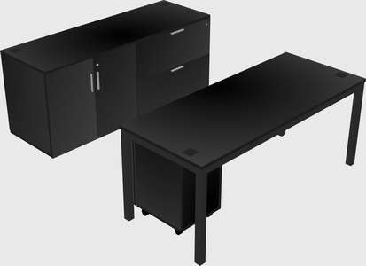 Parallel desk with credenza