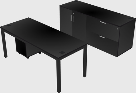 Parallel desk with credenza