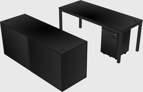 Parallel desk with credenza