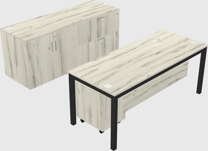 Parallel desk with credenza
