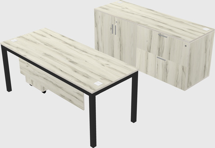 Parallel desk with credenza