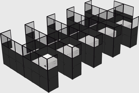 Shared l-shaped cubicle