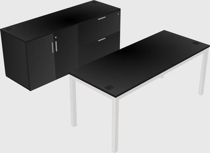Parallel desk with credenza