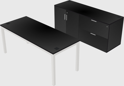 Parallel desk with credenza