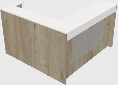 L-shaped reception desk
