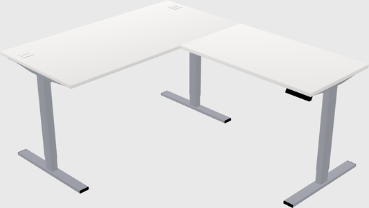 Sit-to-stand l-shaped desk