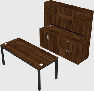 Parallel desk with credenza