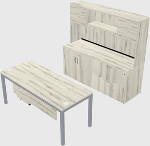 Parallel desk with credenza