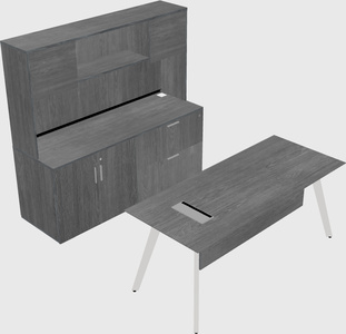 Parallel desk with credenza