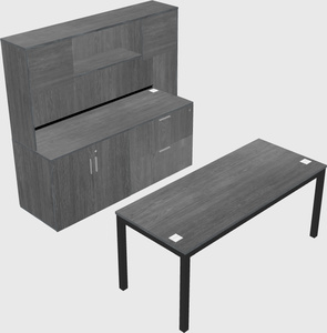 Parallel desk with credenza