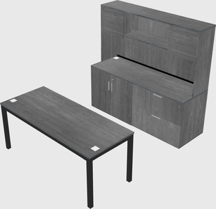 Parallel desk with credenza