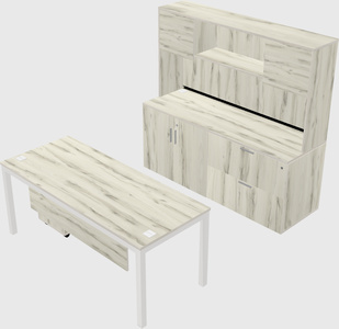 Parallel desk with credenza