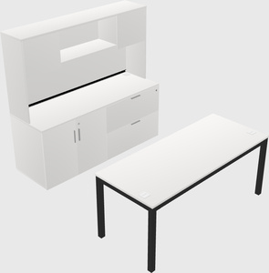 Parallel desk with credenza