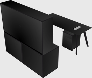 Parallel desk with credenza