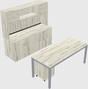 Parallel desk with credenza