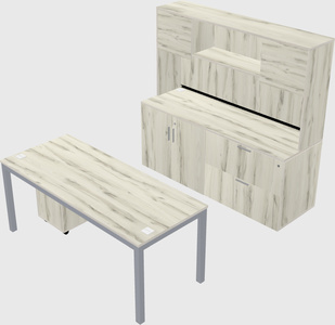 Parallel desk with credenza