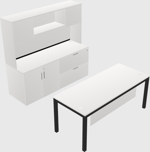 Parallel desk with credenza