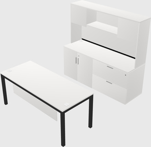 Parallel desk with credenza