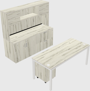 Parallel desk with credenza