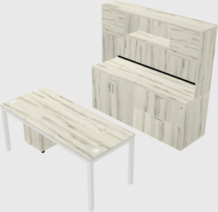 Parallel desk with credenza