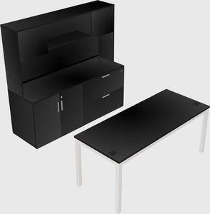 Parallel desk with credenza
