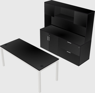 Parallel desk with credenza