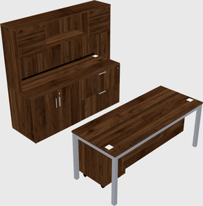 Parallel desk with credenza