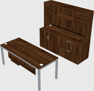 Parallel desk with credenza
