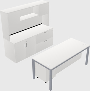 Parallel desk with credenza