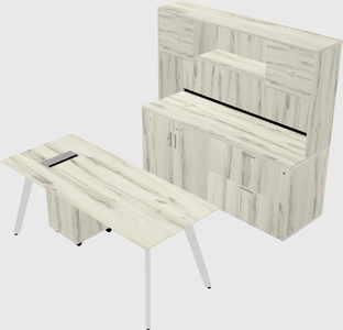 Parallel desk with credenza