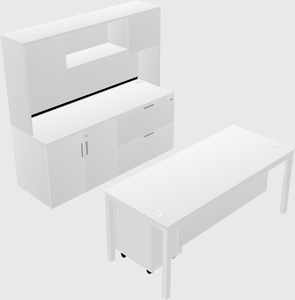 Parallel desk with credenza