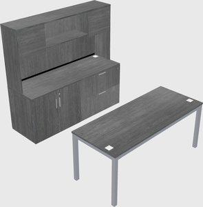 Parallel desk with credenza
